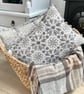 Hand Printed Organic Cotton Bolster Cushion - RUNA - Lavender - Image 3