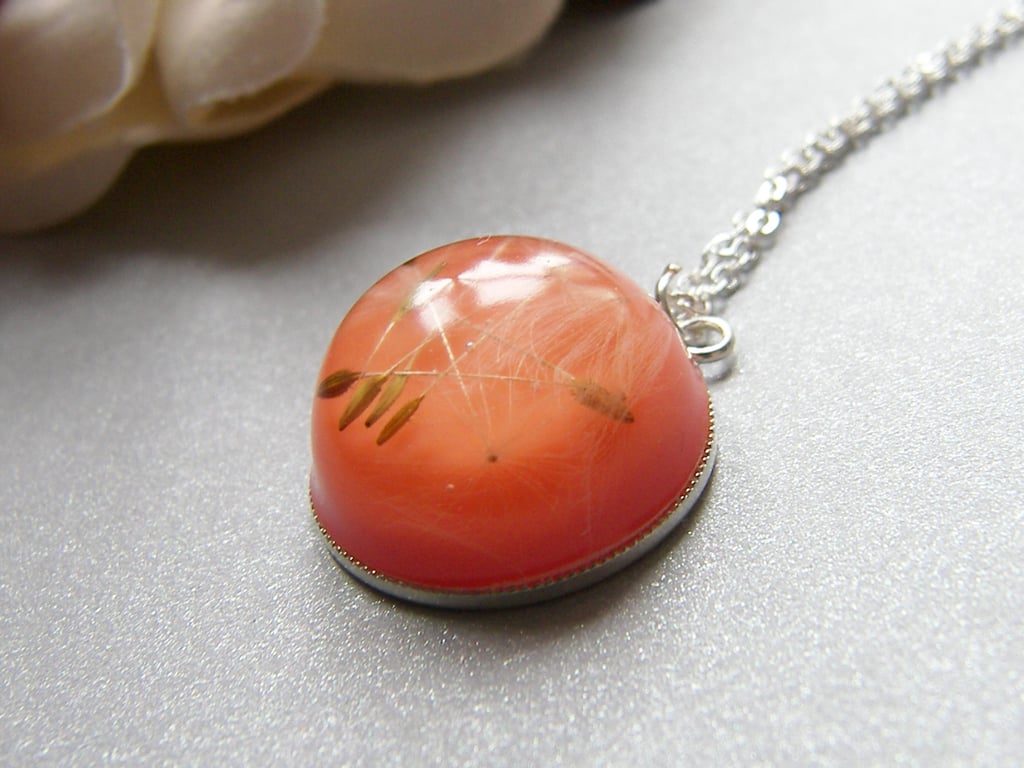 Real Dandelion Seeds Wish Necklace Botanical Specimen - MAKE A WISH