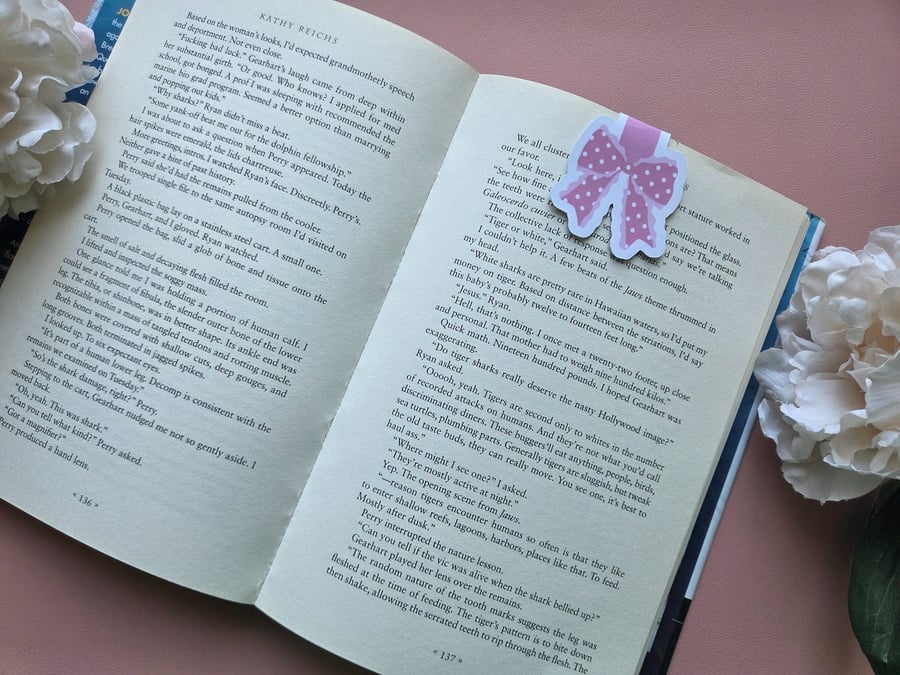 Polka Dot Bow Magnetic Bookmark Bookish Gift Cute Bookmark