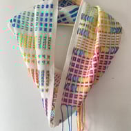 Morse Code Staithes Double Helix Cowl Handwoven Lambswool and Cotton Scarf