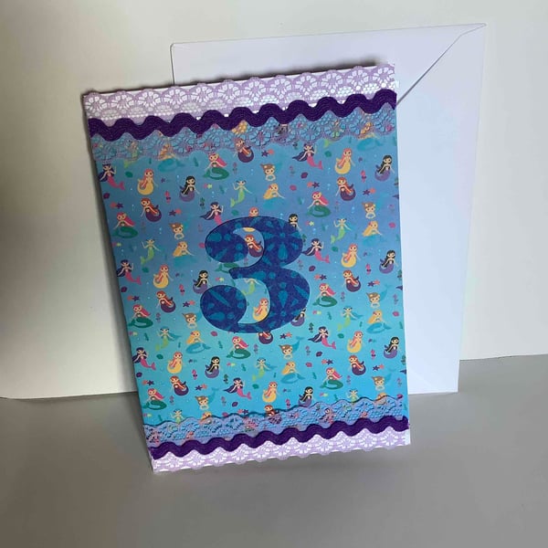 3rd Birthday mermaid card