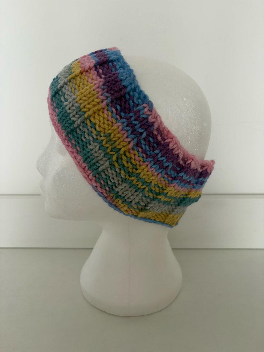 Hand knitted headband. 