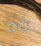 Beadwork hoop earrings in pale green and silver - Image 4