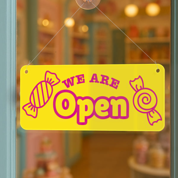 Shop Open & Closed Sign for Sweet Shop – 03: Custom Colour Hanging Door Sign