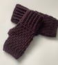FINGERLESS MITTS , gloves ' Erme Trail '. Soft Wool blend. Dark purple. - Image 5