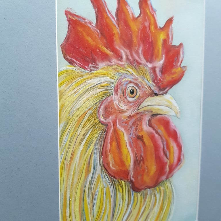 Original Chicken Pastel Drawing 