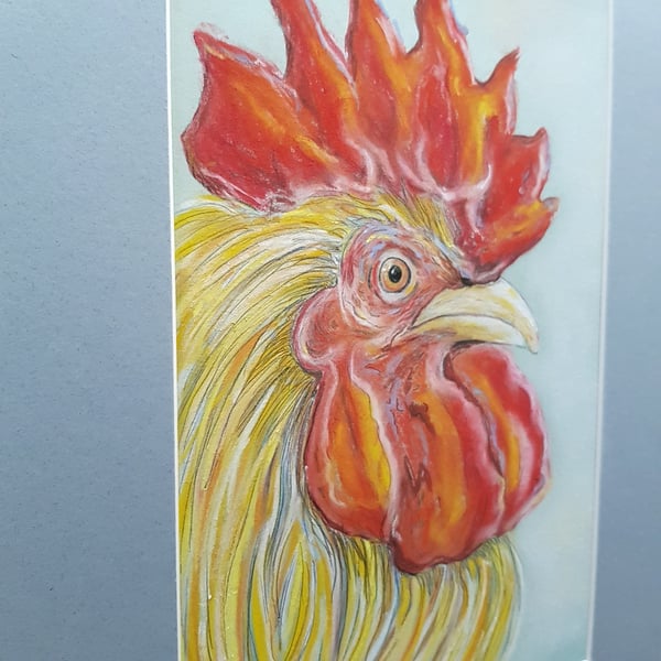Original Chicken Pastel Drawing 