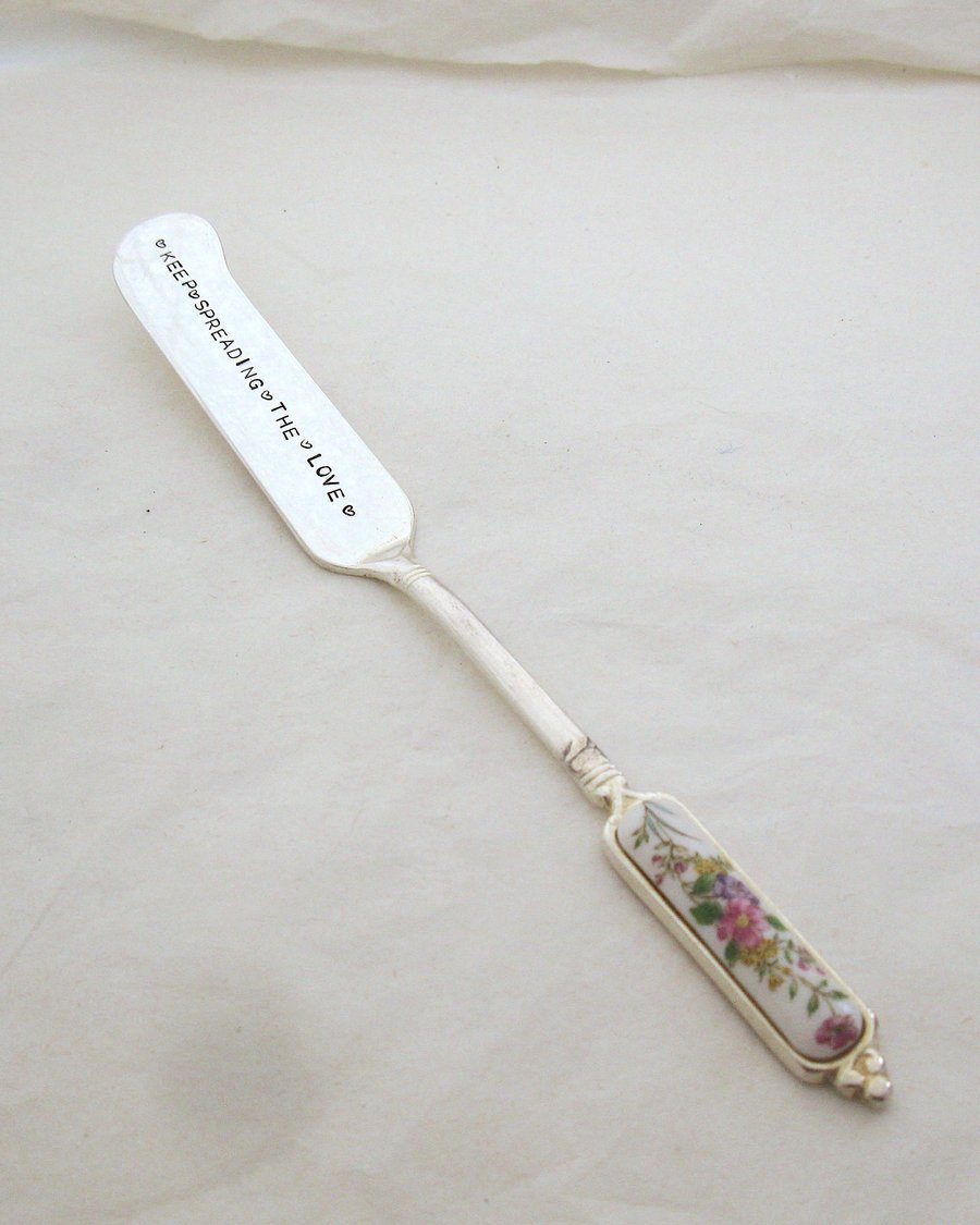 Butter spreader, handstamped, keep spreading the love
