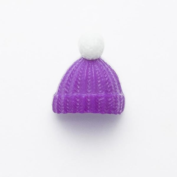 Purple Bobble hat novelty buttons 15mm