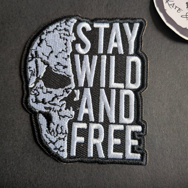 Stay Wild and Free Embroidered Iron-On Patch - 7x8.3cm