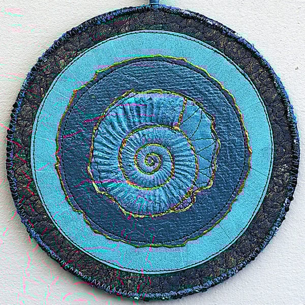 AMP903 - Ammonite Mandala Wall Hanging-15cm diameter-Blue-Turquoise-Copper