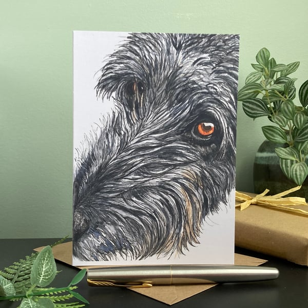 Wolfhound or Deerhound Card. Handmade blank art card for dog lover.