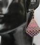 Teardrop Beaded Earrings in Pink and Purple Bubble Pattern - Image 2