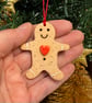 Small pottery gingerbread man with red heart - Image 3