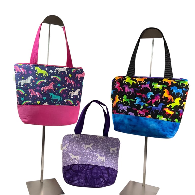 Childrens unicorn toiletries bag with wipe clean lining and handles, girls wash 