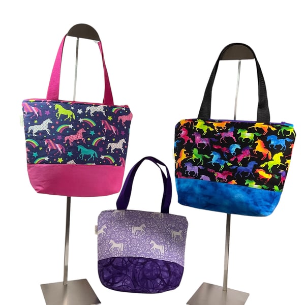 Childrens unicorn toiletries bag with wipe clean lining and handles, girls wash 