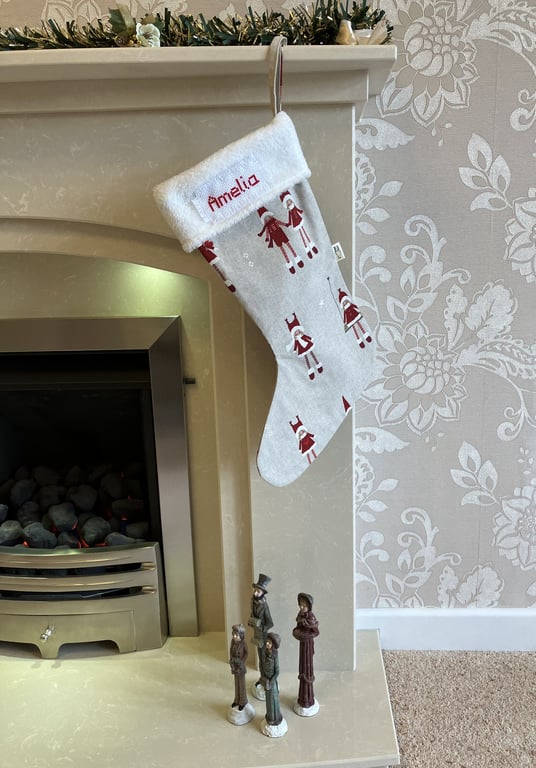 Personalised Christmas stocking, Dolls Christmas stocking, Handmade in the UK