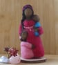  Handmade needle felted Mum with baby and child figure - Image 1