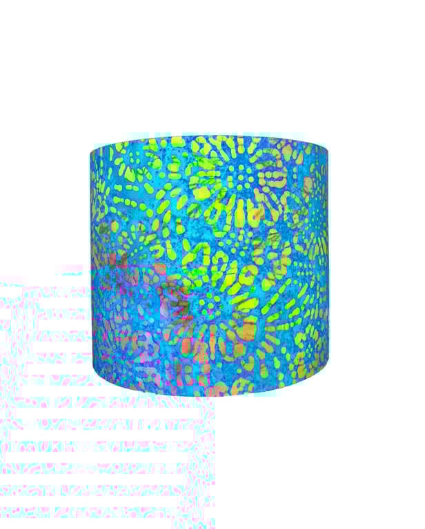 Handmade Bali Batik Hand Dyed Cotton Fabric Lampshades Orange Teal Blue Green