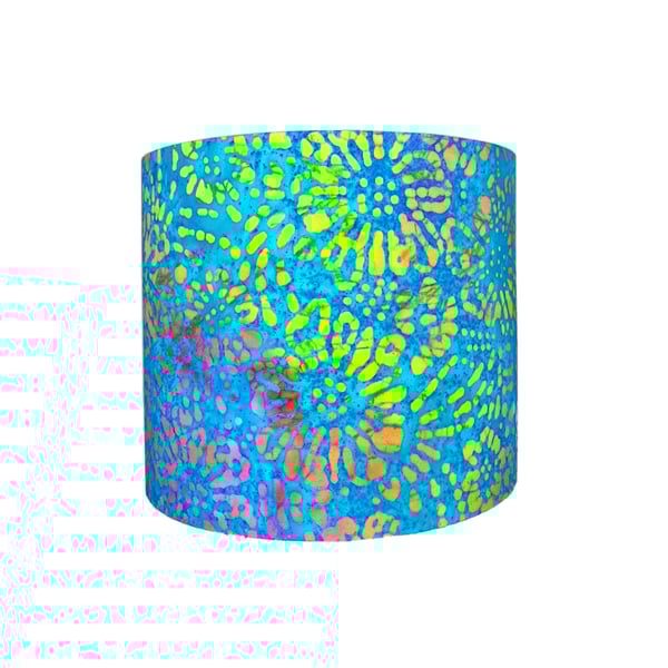 Handmade Bali Batik Hand Dyed Cotton Fabric Lampshades Orange Teal Blue Green