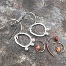  Silver Seed Pod Mismatched Dangle Earrings