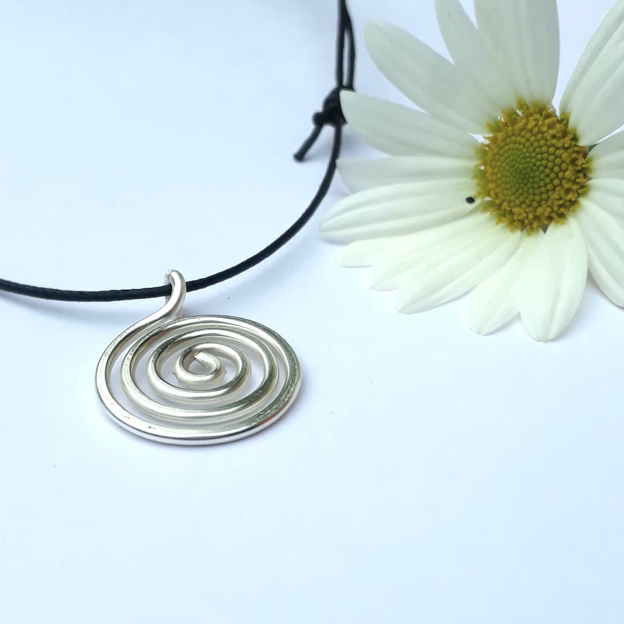 Simple Silver Spiral Pendant, Everyday Adjustable Necklaces, Men Women