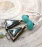 green ceramic triangle earrings