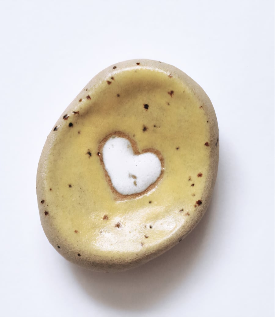   Handmade Ceramic Worry Stone with Heart 