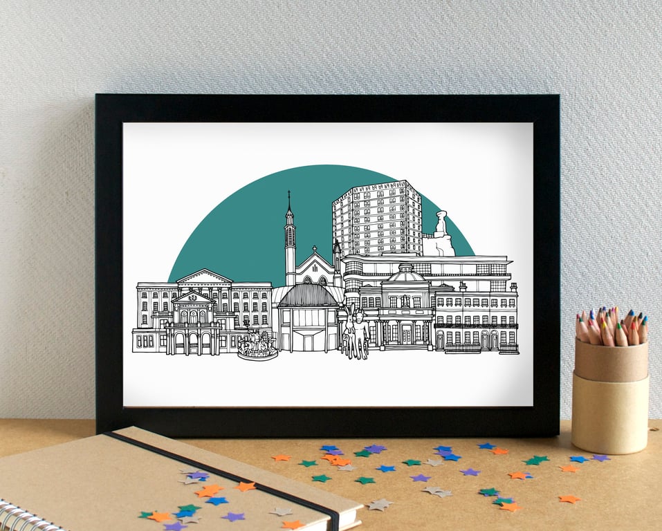 Cheltenham Landmarks Skyline Art Print