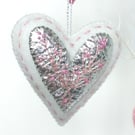 Wool Felt Heart, Embroidered Heart Ornament