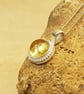Tiny minimalist circle Citrine pendant necklace. November birthstone - Image 2