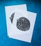 Sleeping Cat Lino Print - Original Hand Carved Print - Black & White Linocut - Image 4