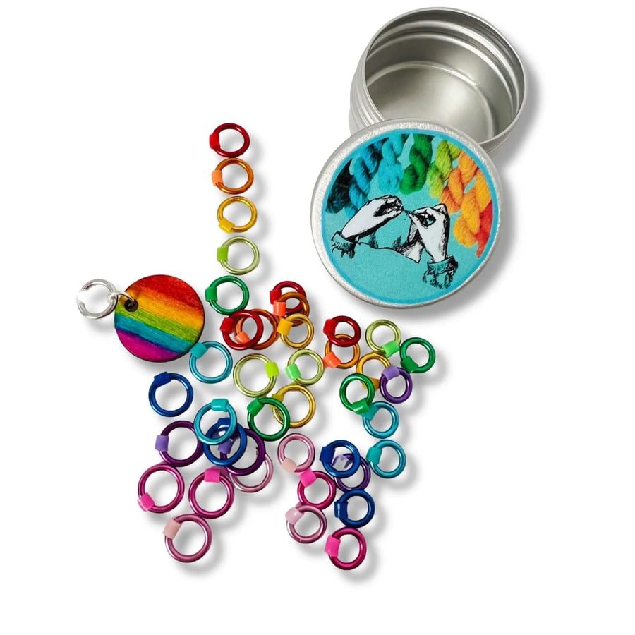 Knitting Set 40 Markers and tin - Yarn Rainbow