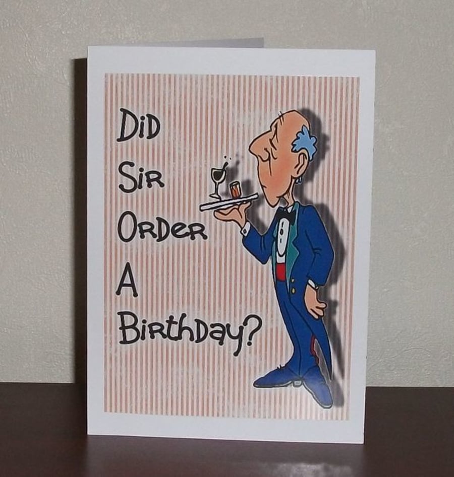 Male birthday card, male butler birthday card,