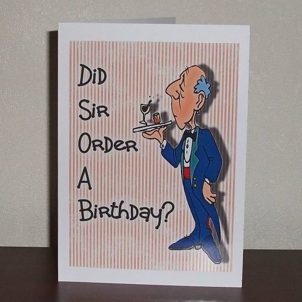 Male birthday card, male butler birthday card,