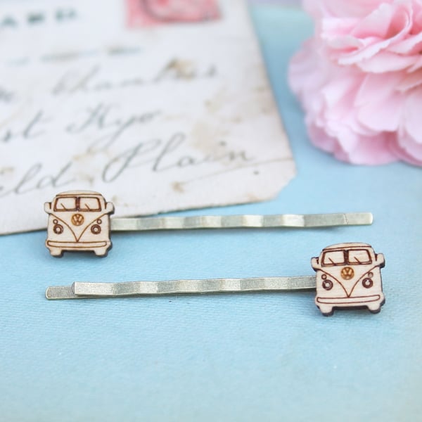 Wooden Camper Van Hair Grips