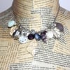 Crystal bead Multi Bead Statement Silver Necklace