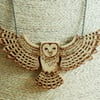 Large pyrography barn owl pendant