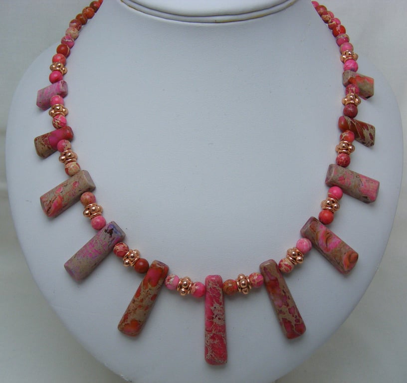 Pink Sediment Jasper Gemstone Necklace.