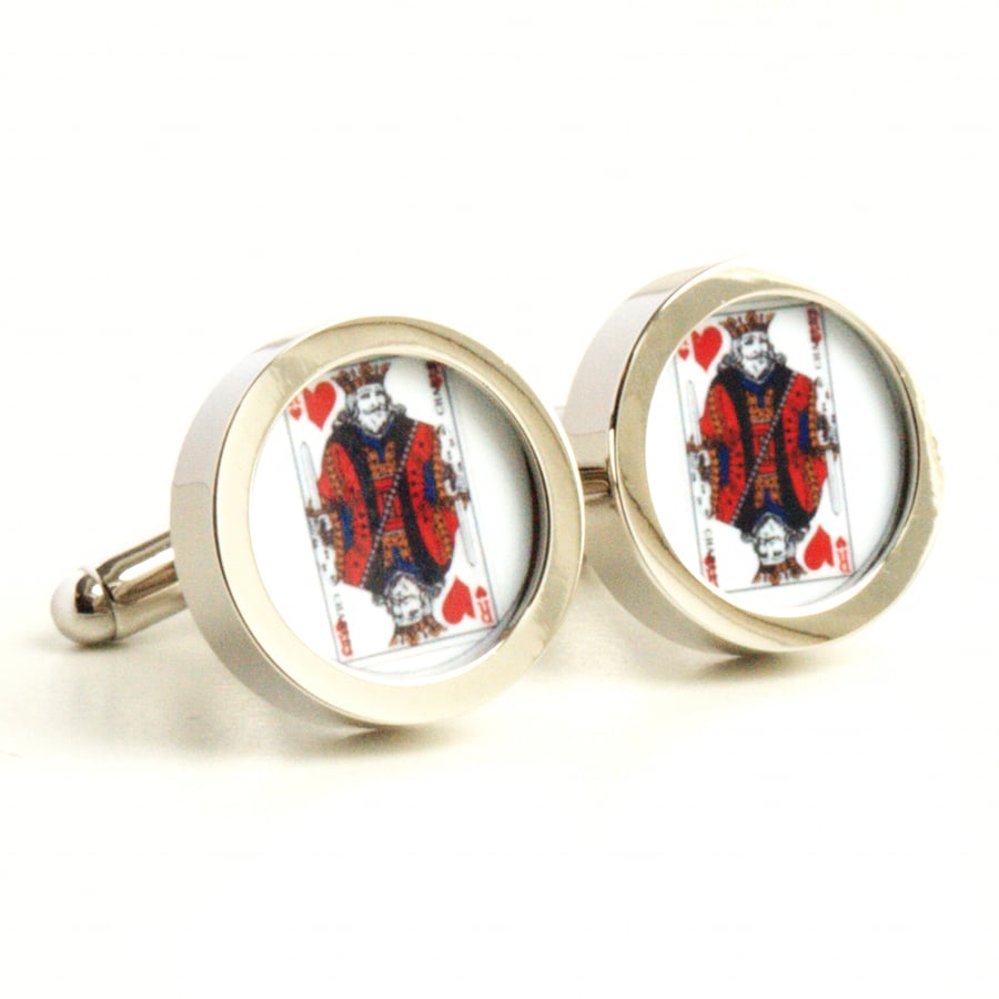 King of Hearts Cufflinks with a Vintage French Design