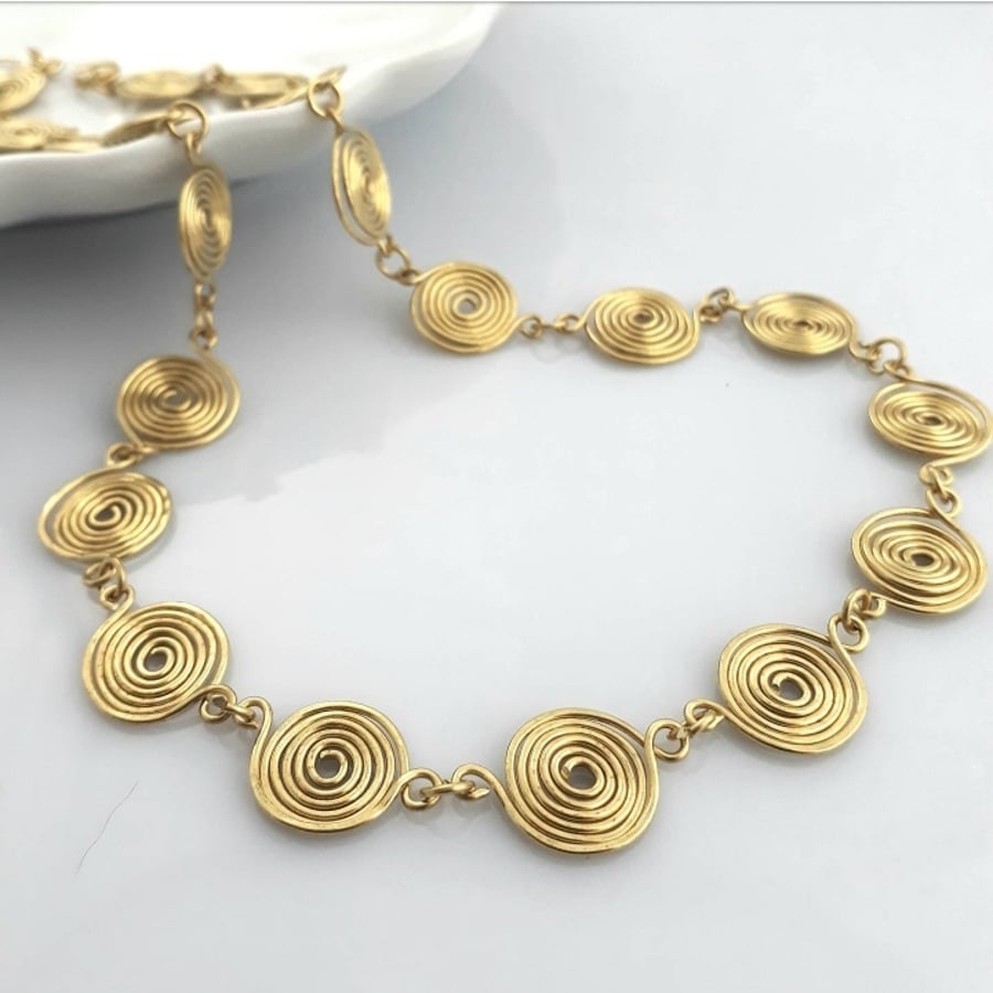 Gold spiral necklaces gold jewellery Christmas gifts for her birthday gift