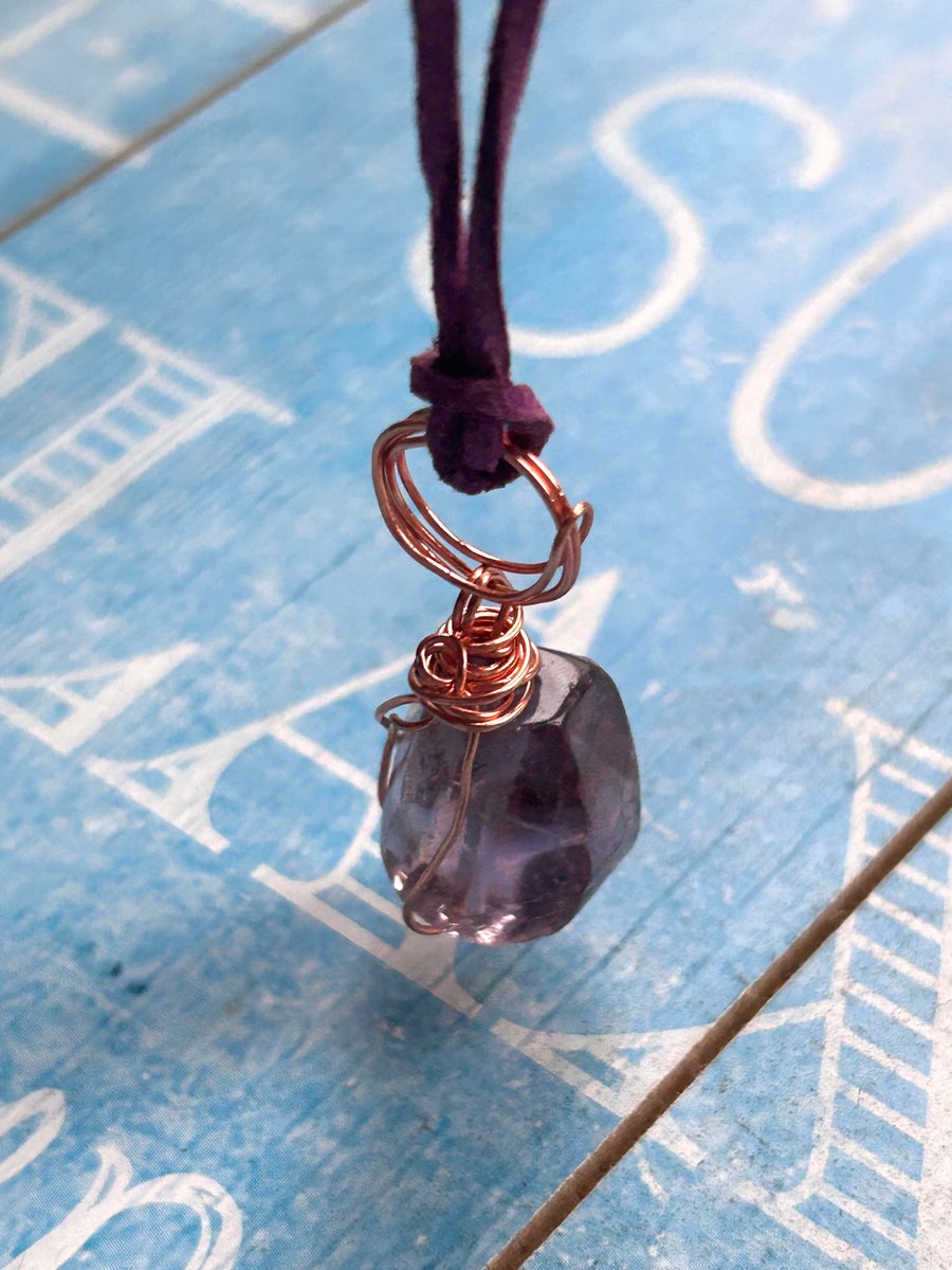 Amethyst Quartz Pendant Wire Wrapped, Crystal jewellery, boho fashion, gift idea