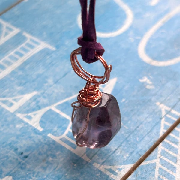 Amethyst Quartz Pendant Wire Wrapped, Crystal jewellery, boho fashion, gift idea