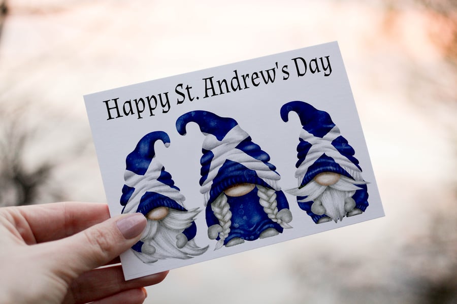 St Andrew's Day Gnome Card, Custom Card For St Andrew's Day, Personalised Card