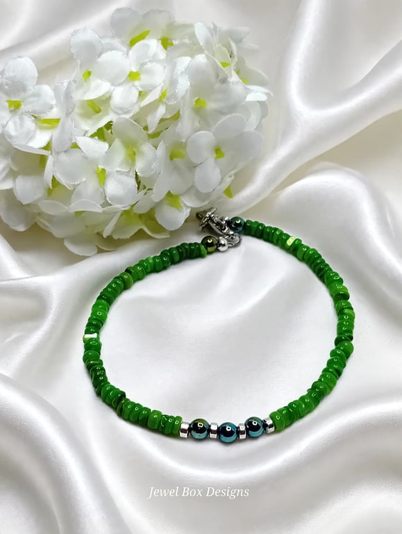 Green Fresh Water Shell Bracelet