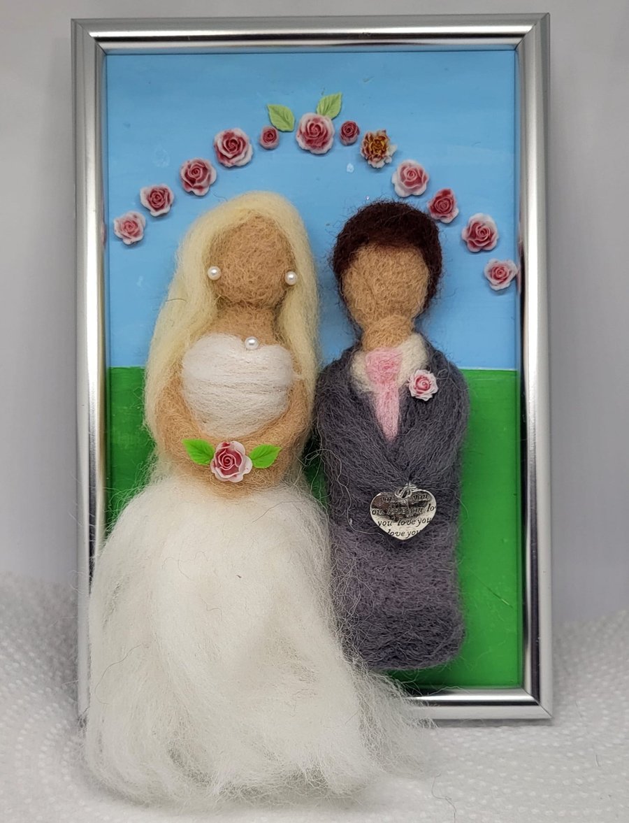 Wedding Couple Bride and Groom Gift One of a Kind Handmade Picture