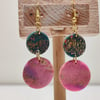 Mermaid Abstract pattern circle dangle earrings 