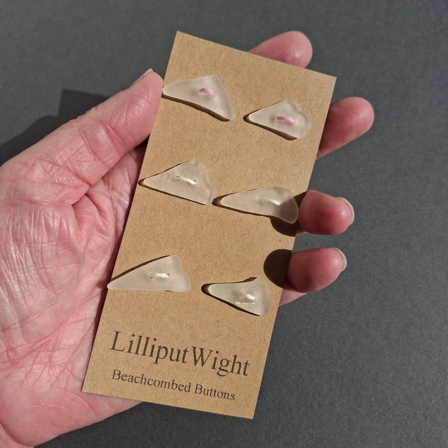 Set of six frosted sea glass buttons