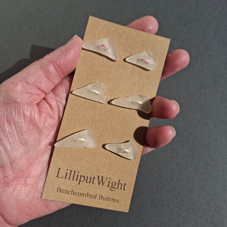 Set of six frosted sea glass buttons