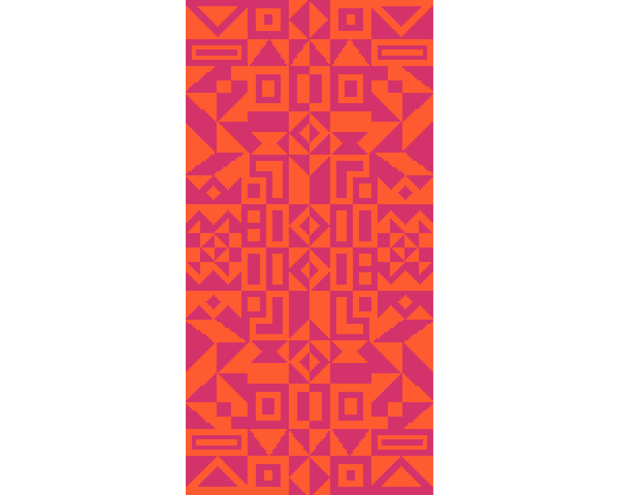 268C - Geometry Cross Stitch Pattern: Alexander Girard Tribal Art PINK ORANGE